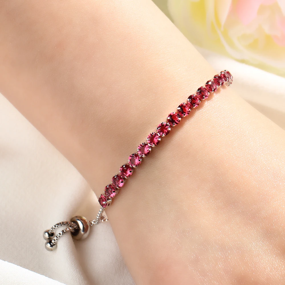 

UILZ Round Cubic Zircon Tennis Bracelet & Bangle Adjustable Beads Friendship Pulseras Mujer For Bridal Wedding Jewelry UB144