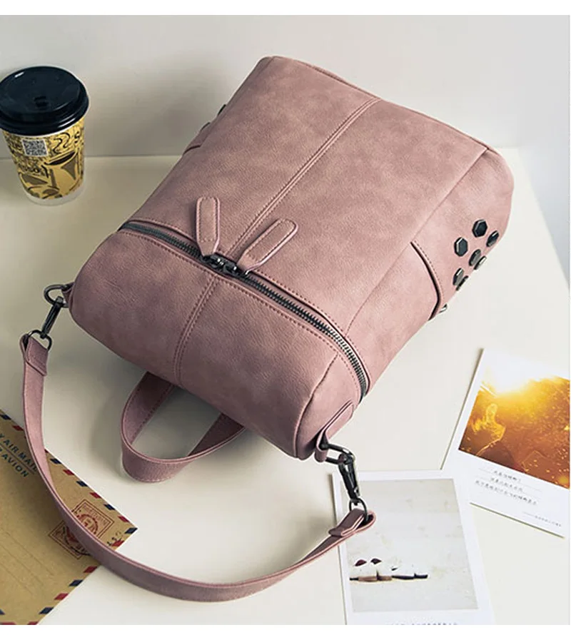 2019 Винтаж женские кожаные рюкзаки школьные сумки для рюкзак для девочек-подростков женский черный дорожный рюкзак женский Mochila XA346B