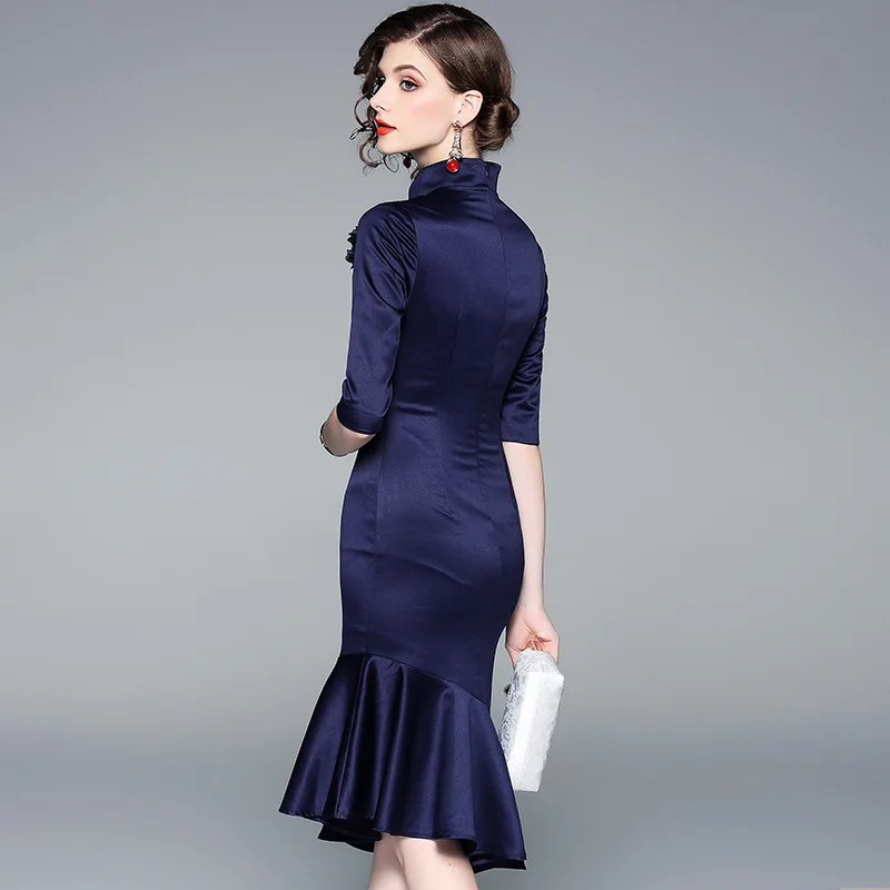dark blue cheongsam