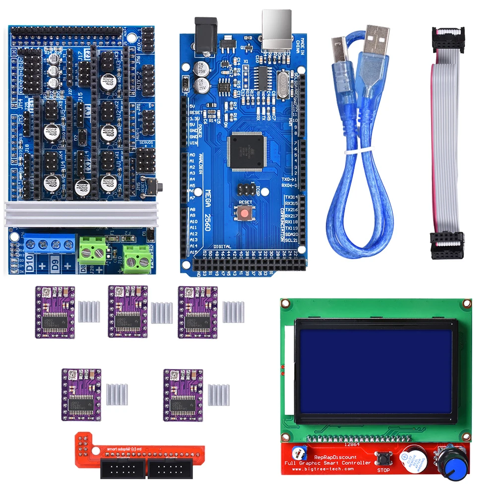 

BIQU 3d printer parts Ramps 1.6 4-layer Mega 2560 R3 Reprap 12864 LCD Display+DRV8825 A4988 Stepper motor driver 3d printer kit