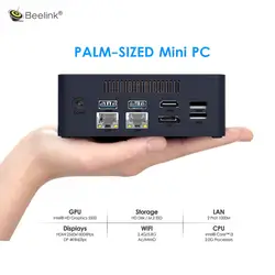 Мини-ПК Beelink L55 с пальмовым процессором Windows 10 Intel Core i3 5005U 8 Гб DDR3 256/512 ГБ SSD 2,4 ГГц + 5,8 ггц WiFi 1000 Мбит/с Bluetooth