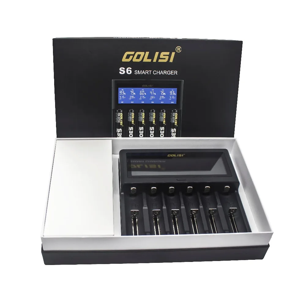 Golisi S2 S4 S6 зарядное устройство с ЖК дисплеем для 18650 21700 26650 Li Ion Ni MH CD AAA AA батареи