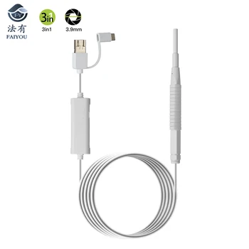 

Endoscope Camera Mini Three-in-one Visual Ear Spoon Endoscope Soft Cable Inspection Cam 3.9mm 1.5M USB Borescope Android Type-c