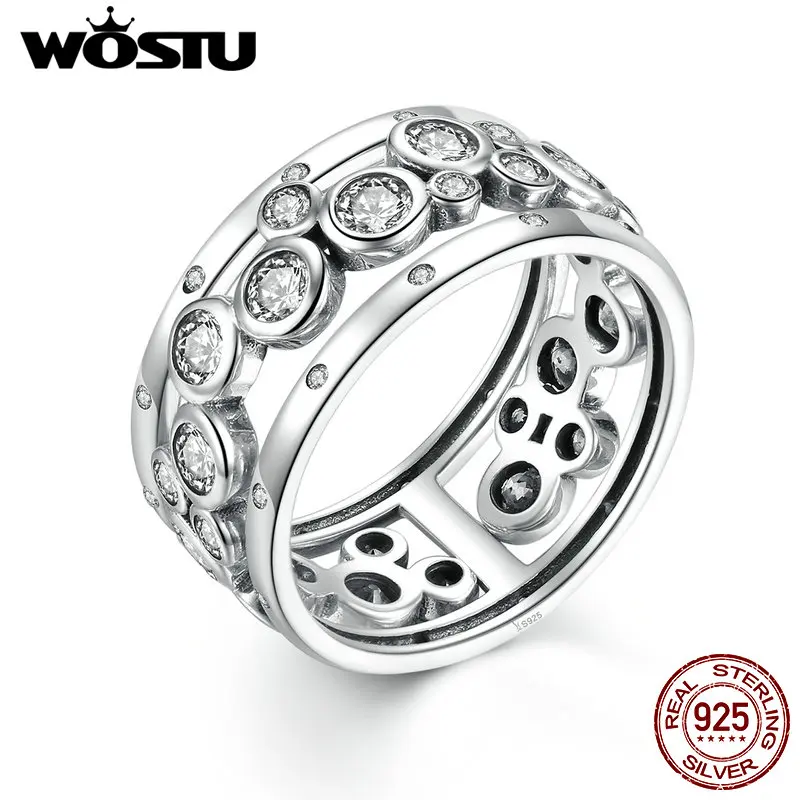 

Genuine 100% 925 Sterling Silver Fashion Reminiscen Rings With Clear CZ For Women Men Luxury Original Fine S925 Jewelry CQR008