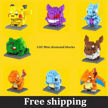 

Japanese anime Figures Anime Building Blocks Model Toys Pikachu Charmander Bulbasaur Squirtle Child Christmas gift