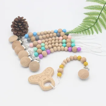 

Beech Beads Silicone Beads Pacifier Holder Nipple Chain Chew Dummy Clip Soother Chains Teething Toy