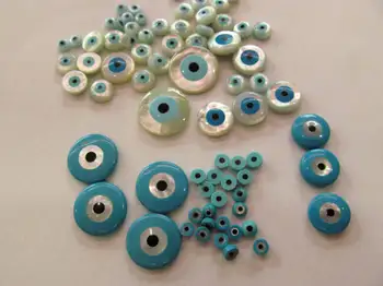 

24pcs 6-12mm High Quality Shell Jewelry blue white mother of pearl shell Turkish evil eye beads round loose beads DIY findings s