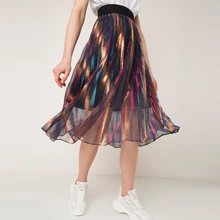 Летние Подиумные юбки женские модные градиентные Плиссированные Миди юбки