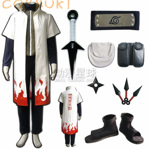 В наличии! Полный костюм для косплея Naruto Minato Namikaze The Second Hokage идеальный пошив