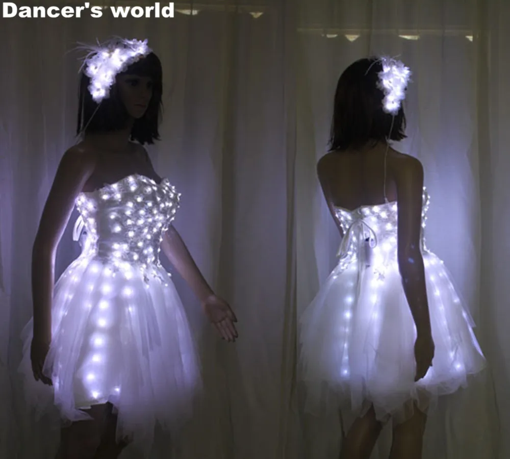 2017 New Belly Dance Dress LED Costumes Bride Light Up Luminous Clothes