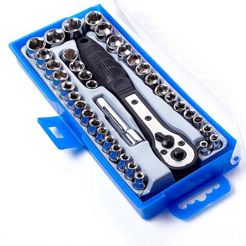 

G1 38Pcs Socket Set 3/8 Inch 1/4 inch Driver Metric Ratchet Socket Wrenches Tool Box Kit Chrome Vanadium Steel Repair Tool