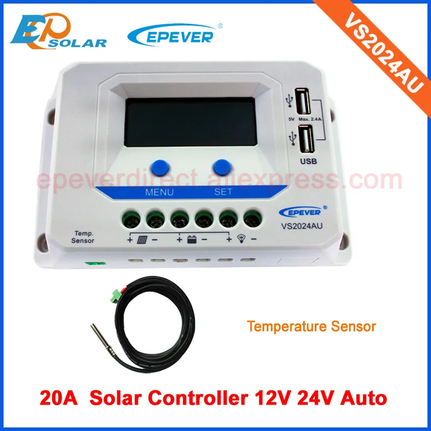 

PWM solar panel controller VS2024AU 20A 20amp with temperature sensor lcd dispkay great price