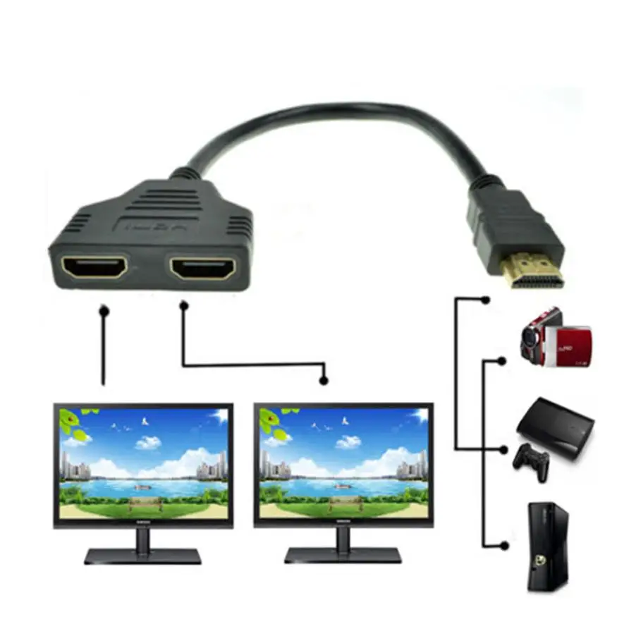 1080P HDMI порт мужской 2 Женский 1 в 2 Выход сплиттер кабель адаптер конвертер для Xbox Blueray DVD плеер PS3 Высокое разрешение