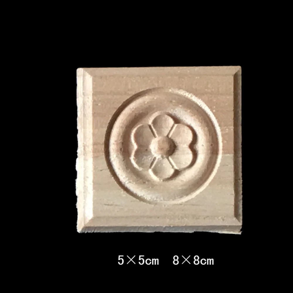 10PCS Wood Carving Vintage Home Decor Furniture Decoration Cabinet Door Crafts Flower Carved Wood Appliques for Furniture