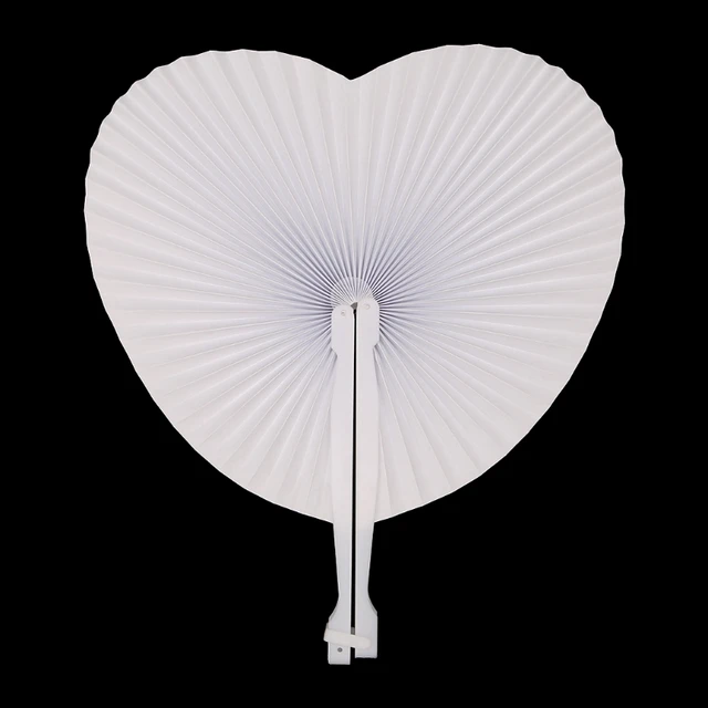 Blank Folding Fan Handmade White Hand Fans Round Circle Wedding Party