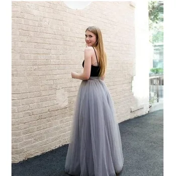 

New Women's skirt fashion tulle long skirt ladies party ball skirt ladies solid color long waist skirt support custom