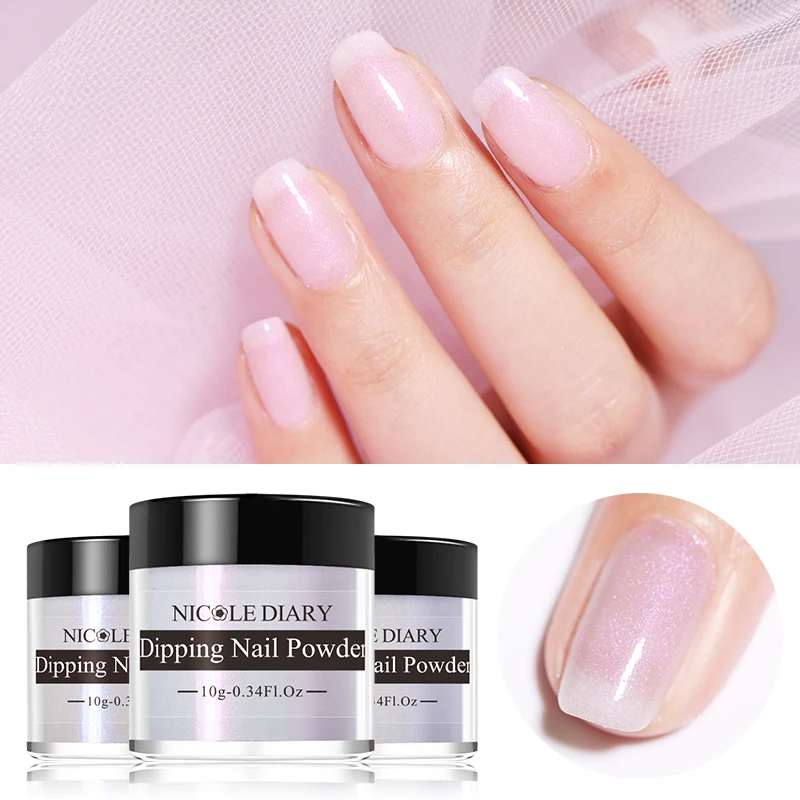 

NICOLE DIARY 10g Dipping Nail Powder Pearly Shell Gradient French Nail Natural Dry Colors Glitter Cure Nail Art Decoration