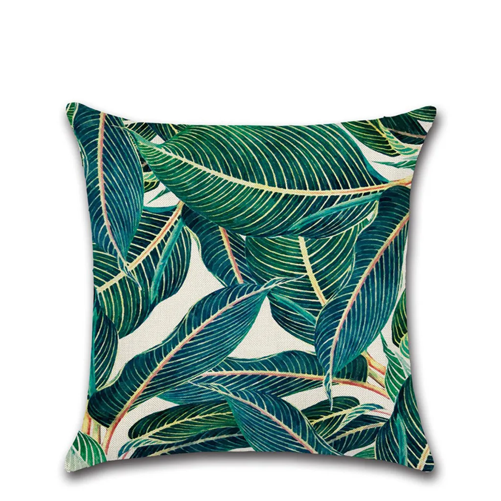

Home Office Sofa Hug Pillowcase Cushion Green Leaf Design, Linen 45x45 Cm Bay window comfortable leisure cushion floor pillow