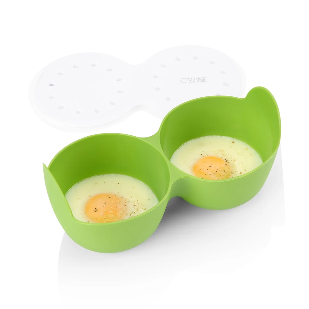 

COZZINE Silicone Egg Poacher Dual-use Cook Poach Pods Kitchen Cookware Poached with Side Handles Perforated Lid Cooker Z20