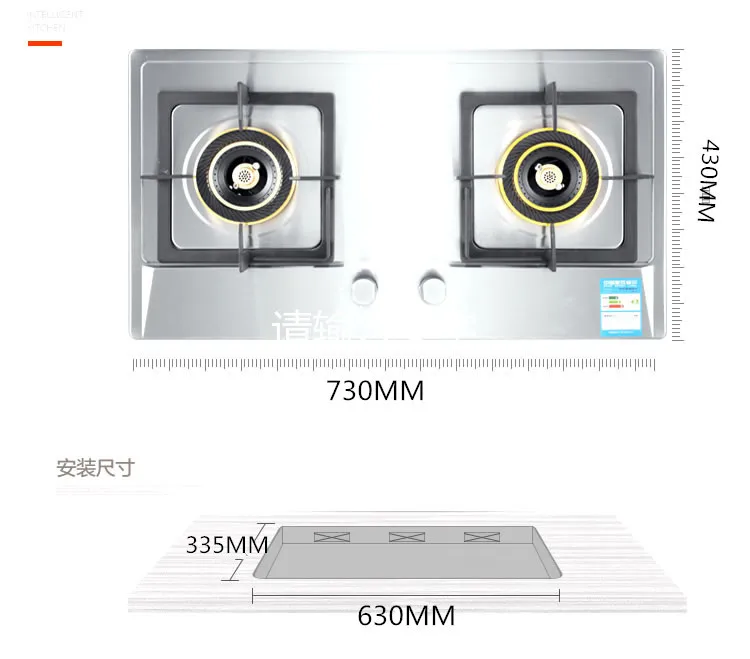 Газовая плита из нержавеющей стали, Бытовая газовая двойная плита, тяжелая газовая плита, встраиваемая газовая плита