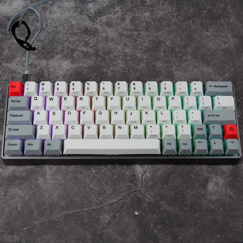 dhl free shipping GK64 Mechanical keyboard 64key metal shell custom light rgb cherry profile
