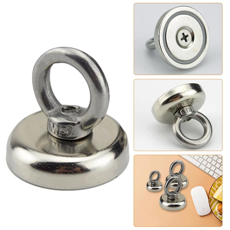 

1Pcs Pulling Mounting Strong Powerful Neodymium Magnetic Pot With Ring Fishing Gear Salvage Vertical Attraction:25/29/37KG