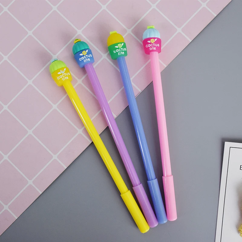 

1 Pcs/Lot Cartoon Cactus plant student gel pen Silica gel writing pens stationery canetas material escolar
