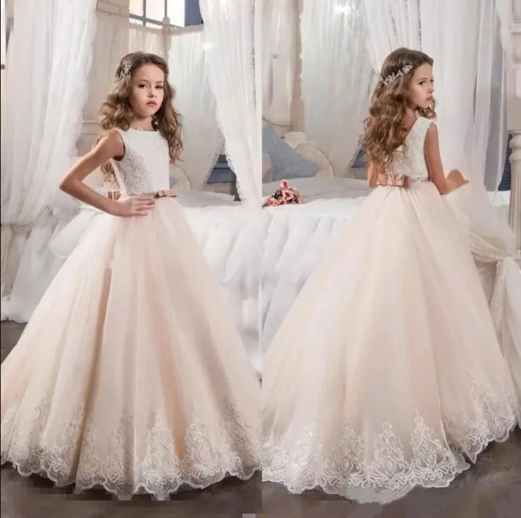 Vintage Flower Girl Dresses For Weddings Blush Pink Princess Sequined