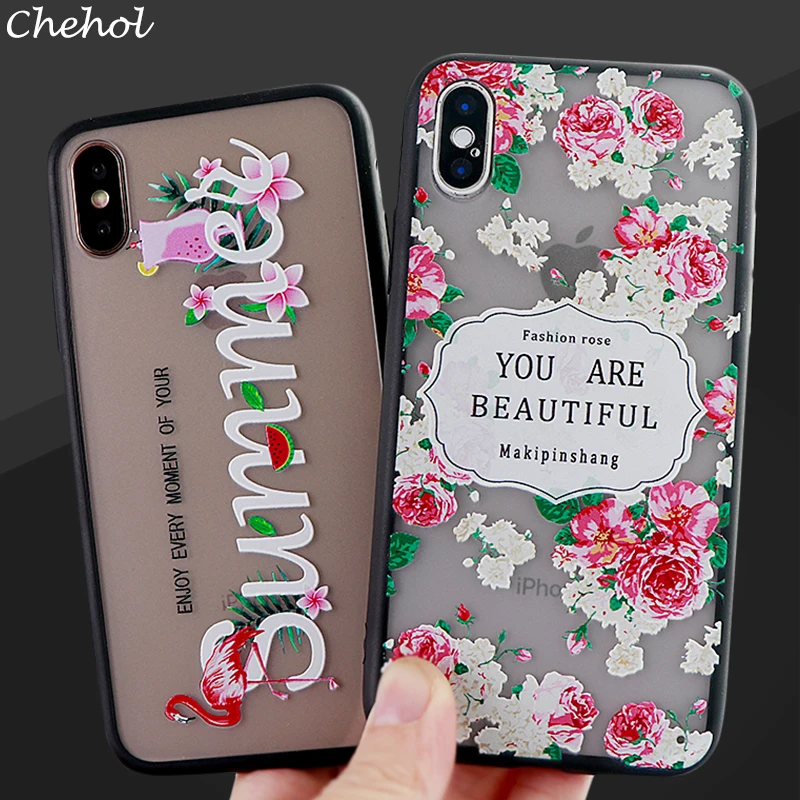 Hollow Mobile Phone Cases for iPhone 6s 7 8 Plus X XS MAX XR Floral Case Fitted Soft TPU Silicone Cell Covers Accessories | Мобильные