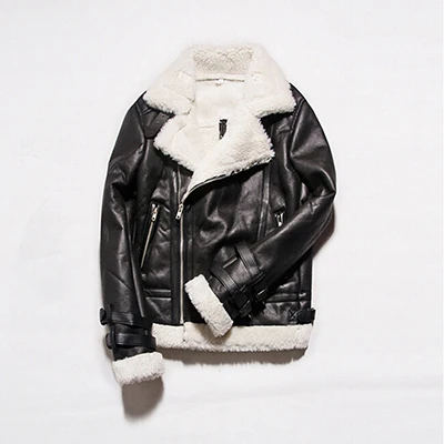 Зимняя винтажная куртка авирекс Летающая авиация В3 летная пилот кожаная куртка бомбер мужская замшевая куртка с меховым воротником коричневый черный - Цвет: Черный
