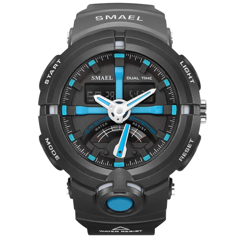 black blue SMAEL мужские военные 1637 часы мужские Relogios Masculino 50 м водонепроницаемые наручные часы Хронограф Авто Дата часы спортивные кварцевые часы - Цвет: black blue