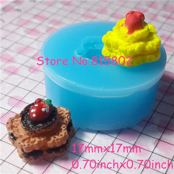 Free Shipping GYL022U 3D Strawberry Cake Flexible Silicone Mold 17mm