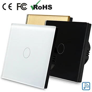 

high cost performance EU standard 1 gang 1 way wall touch switch with backlight indicator tempered glass panel free shipping