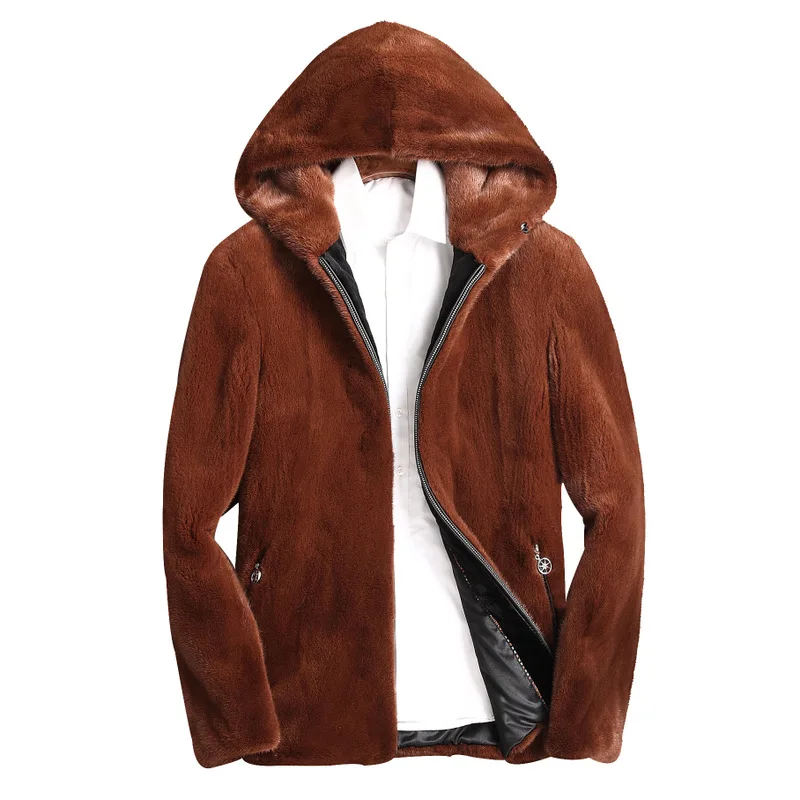 The import of American velvet whole sable haining male mink coat whole sable with hood men mink fur coat