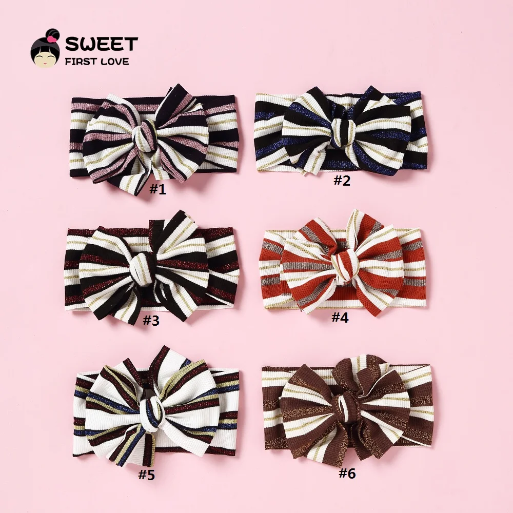 

Stripped Nylon Headbands Knot Bow Nylon Head Wraps Girls Hair Accessories Wide Stretch Elastic Turban Headband Hair bands