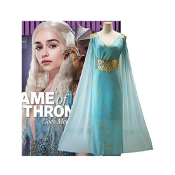 

Fantasia Halloween Party 2019 Costumes For Women Dress New Power Games Daenerys Targaryen Blue Cosplay Chiffon Dress Costume