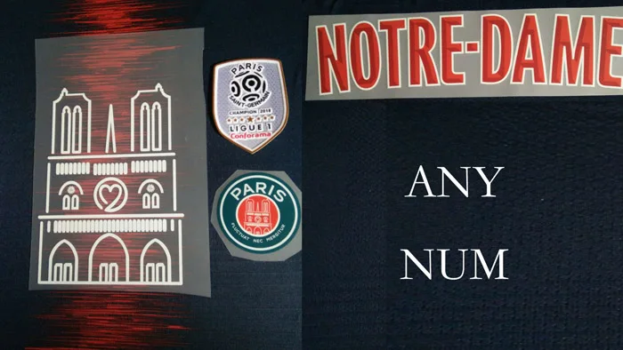 Notre Dame Nameset Mabppe nameset Neymar JR Кавани ВЕРРАТТИ nameset Ligue 1 Чемпион патч колеблющийся - Цвет: Leave Name Numset