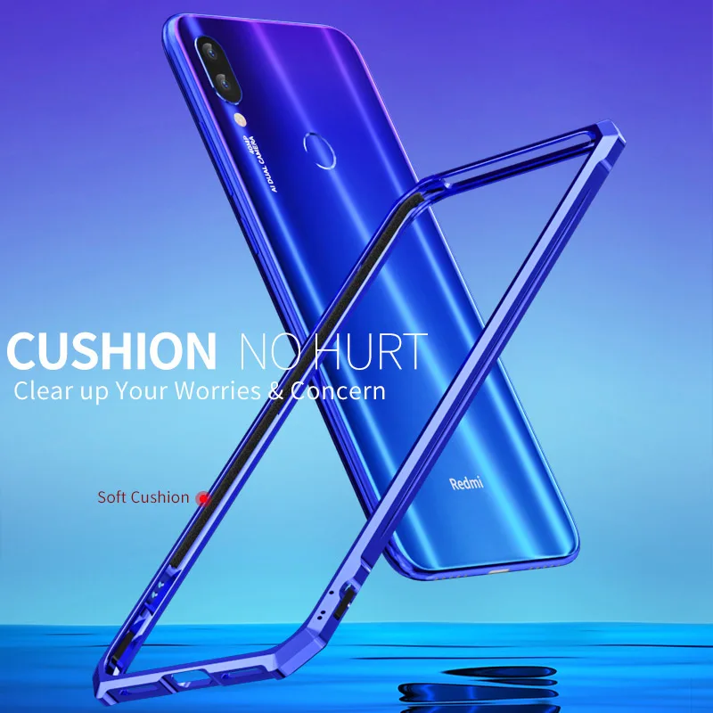 Роскошный Алюминиевый металлический бампер для Xiaomi Redmi Note 7 противоударный