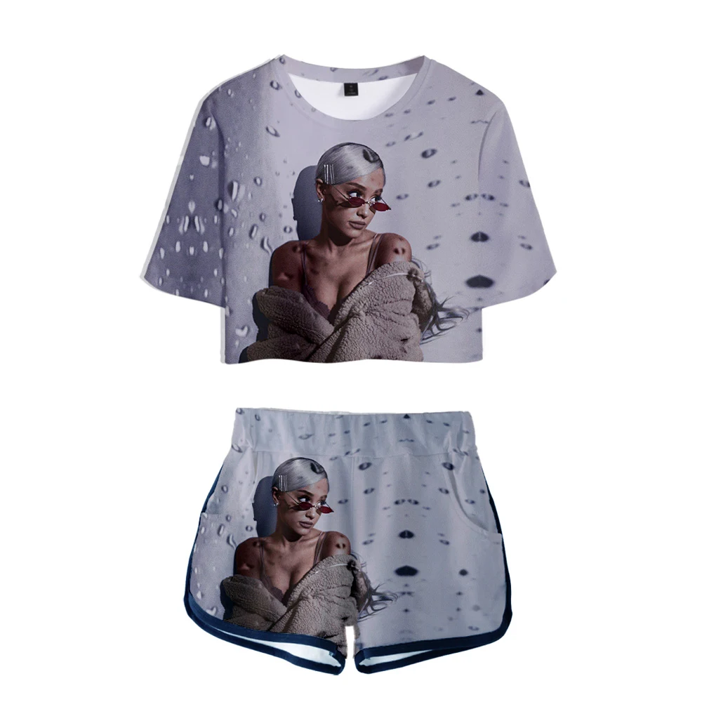 أريانا غراندي 3D المطبوعة المرأتين قطعة مجموعة أزياء الصيف قصيرة الأكمام المحاصيل أعلى + السراويل حار بيع عارضة الشارع الشهير الملابس أريانا غراندي 3D المطبوعة المرأتين قطعة مجموعة أزياء الصيف قصيرة الأكمام المحاصيل أعلى + السراويل حار بيع عارضة الشارع الشهير الملابس