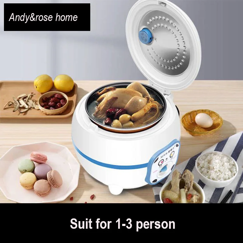 

1.6L Mini Rice Cooker 220V Electric Heating Lunch box Stew Soup Noodles portable Cooking pot Porridge Cooking Machine steamer