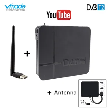 

Vmade DVB-T2 3 in 1 Combo HD Digital Terrestrial Satellite Receiver MPEG-2/4 Support Youtube Biss IPTV TV Box+usb wifi +antenna
