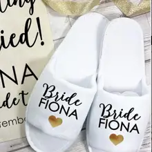 Personalise/свадебные тапочки для невесты; тапочки для невесты с открытым носком; тапочки для душа; тапочки подружки невесты на заказ