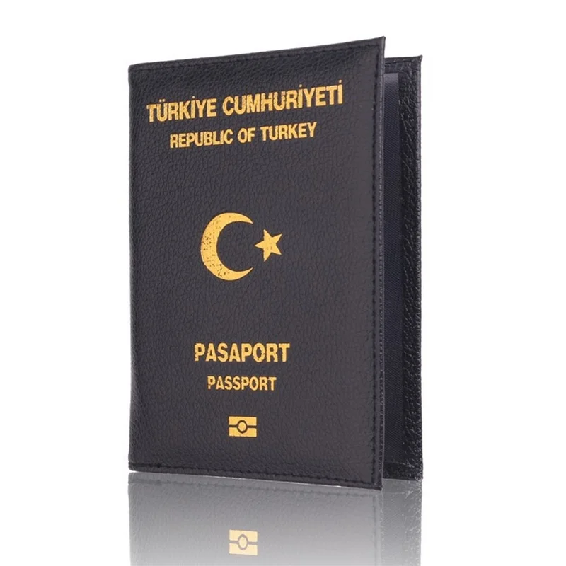 New Turkey Passport Cover for Women Cute Passport Holder Travel Wallet Card Passport Holder Document Organizer for Turkey - Цвет: Black