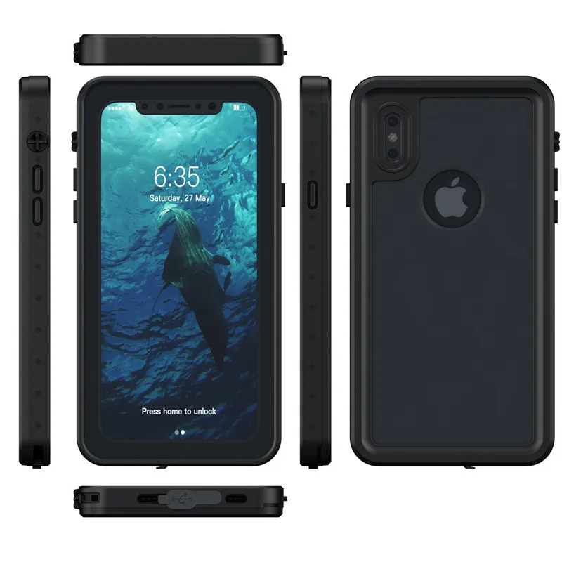 Полностью герметичный водонепроницаемый ударопрочный грязеотталкивающий сенсорный ID подводный матовый чехол для iphone X 8 7 7 Plus