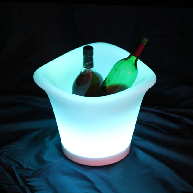 SK-LF09 (L34.5*W34.5*H27.2cm) RGB 16 LEDs Ice Container 16 Color Luminous Plastic Beer Barrel LED Ice Bucket Free Shipping 1pc