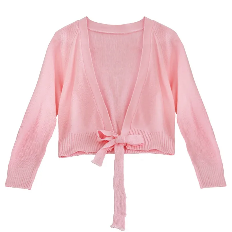 TiaoBug/Детский свитер для танцев балерины с длинными рукавами для девочек, топ, пальто, балетный гимнастический купальник, куртка, Детская Одежда для танцев, куртка - Цвет: Pink
