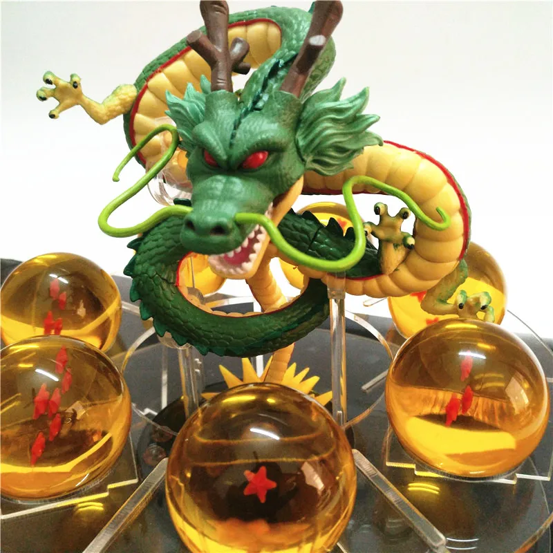 Dragon ball Z фигурка Shenron Shenlong Dragon ball фигурки дракона+ 7 хрустальных Драконовых шаров 4,2 см+ 1 полка brinquedos