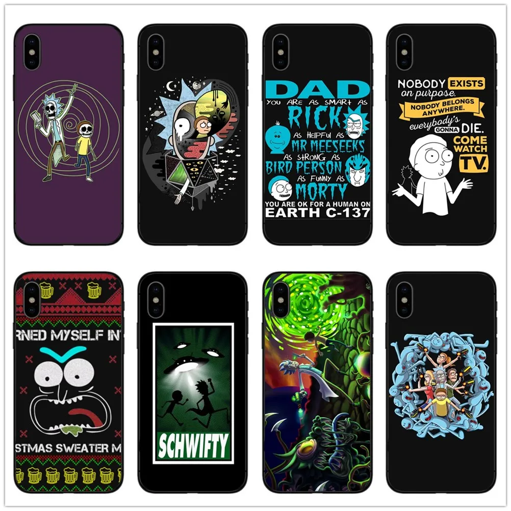 Rick and Morty Black Hard PC Case for iphone X MAX XR 8 8Plus 7 7Plus 6