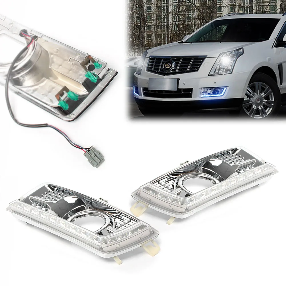 

1Pair Car LED Daytime Running Light Front Bumper Fog Lamp Turn Singal Lights for Cadillac SRX 2012 2013 2014 2015 2016