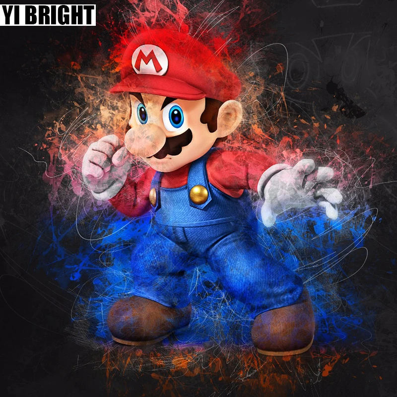 

Embroidery Cross 2018 New Diy Super Mario 3d Diamond Painting Embroidery Series Rhinestones round diamond KBL